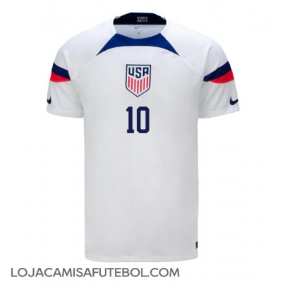Camisa de Futebol Estados Unidos Christian Pulisic #10 Equipamento Principal Mundo 2022 Manga Curta